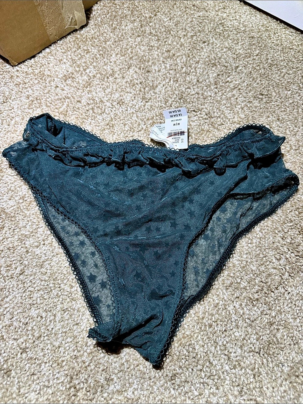 PINK Lace Trim Panties in green Size Medium NWT